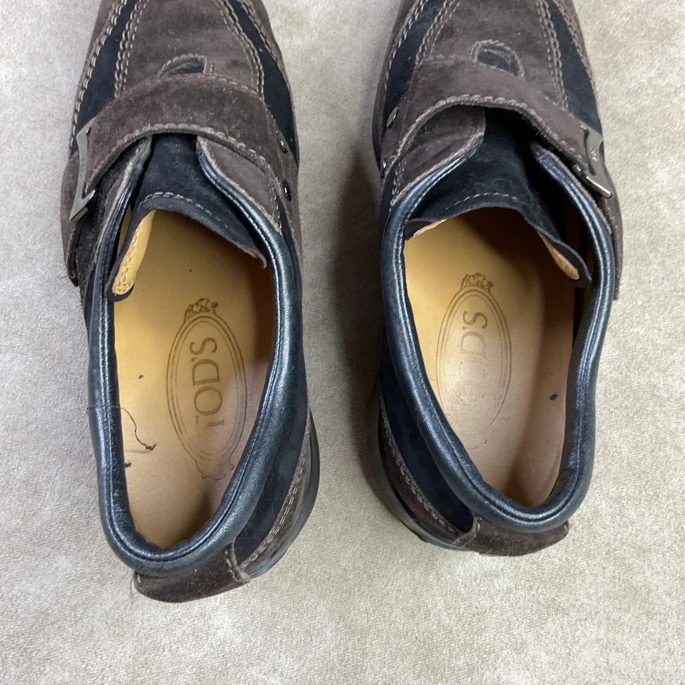 Tods Shoes EU 38.5 Brown Suede Leather Gomino Shoes Drivers Italian Buckle